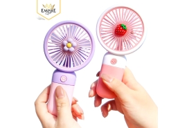 Quạt Mini Cầm Tay Trang Trí Hình Hoa Quả Dễ Thương